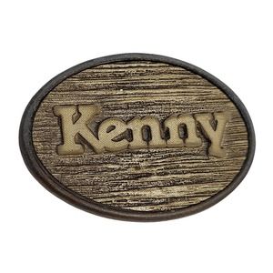 Vintage Oden Name Kenny Belt Buckle fits 1" Wide Belt Metal Textured Brass Tone